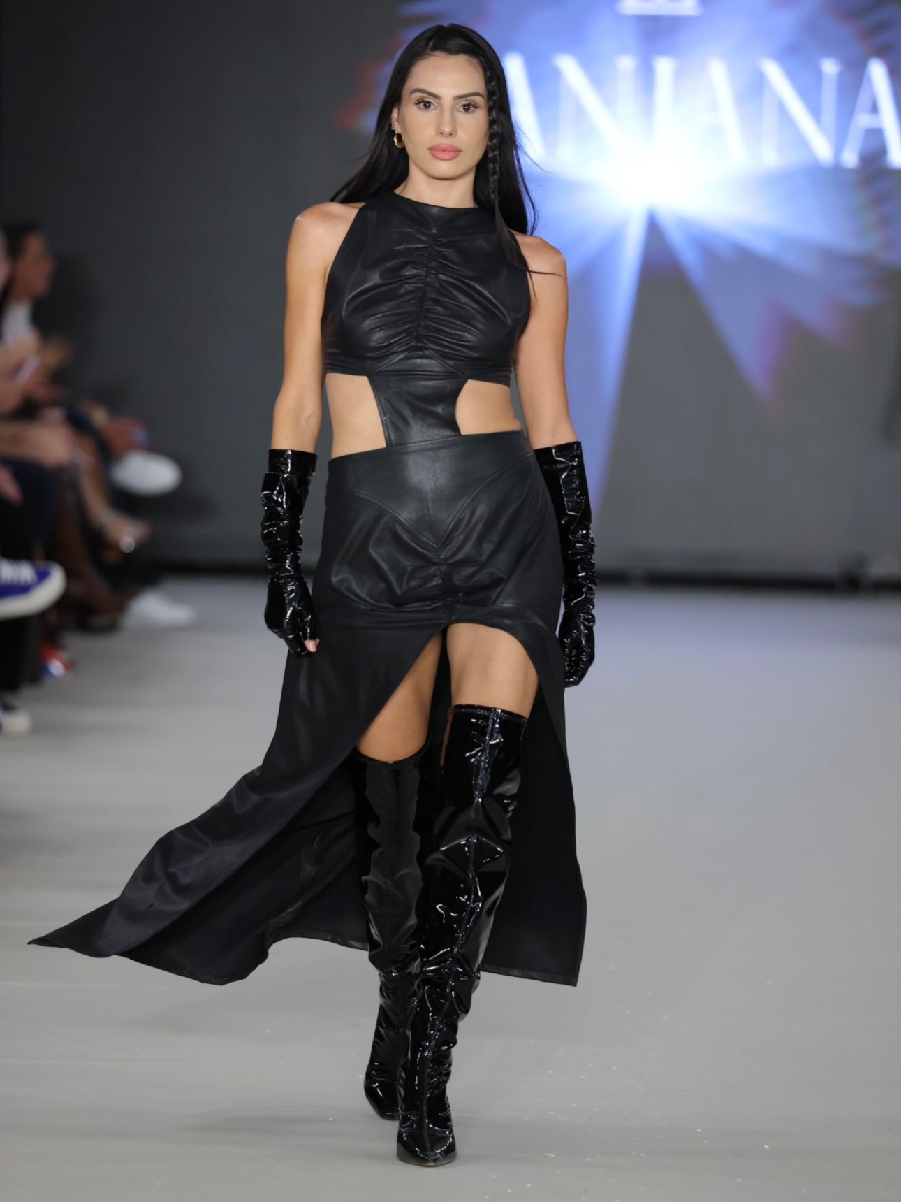 Poetic black leather dress