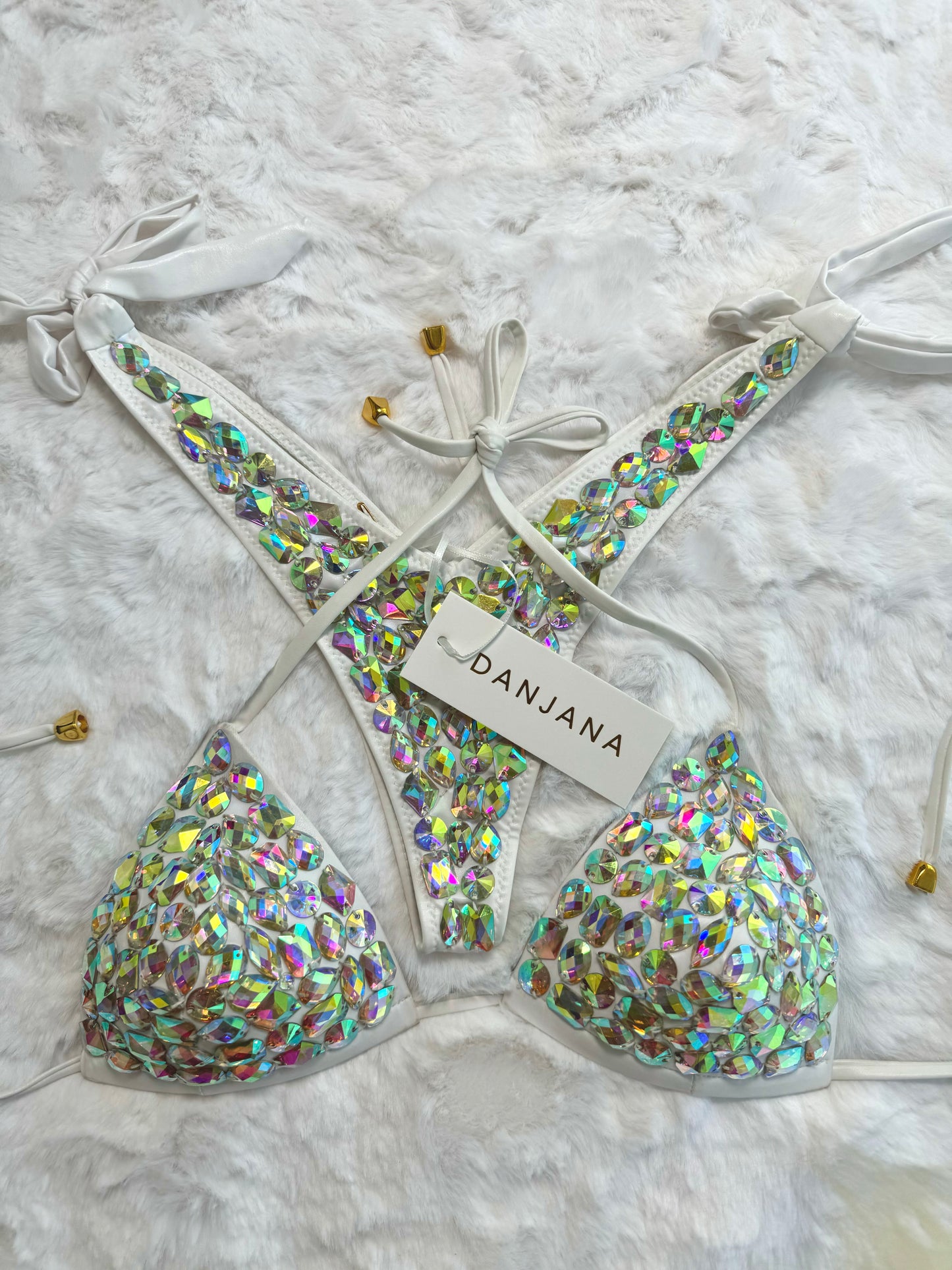 Crystal Diamond Bikini White