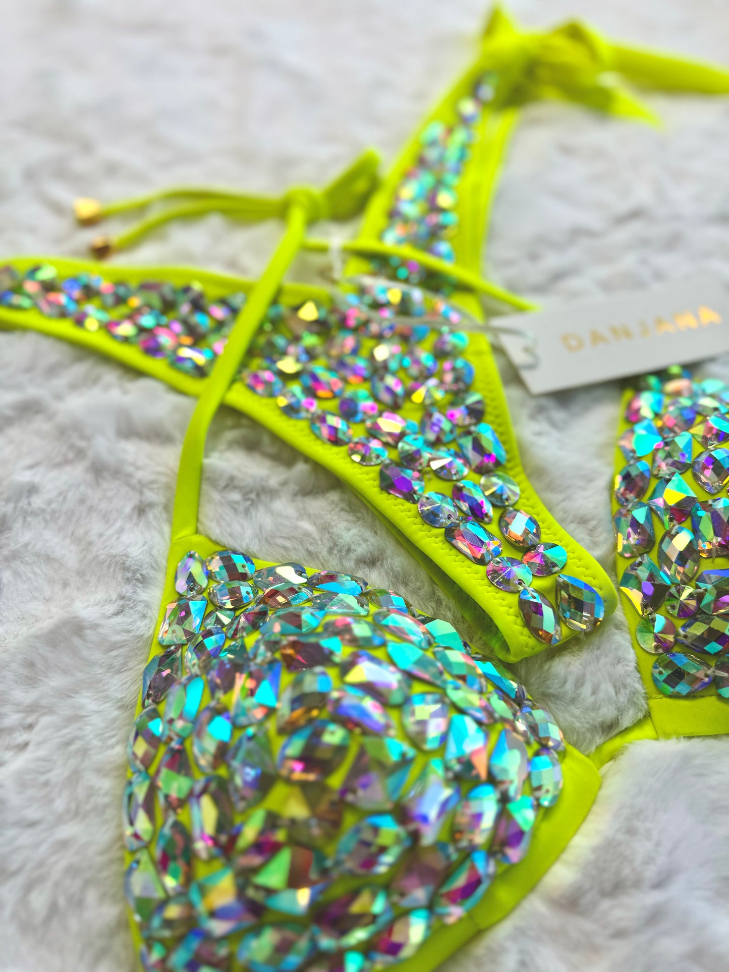 Crystal Diamond Bikini Bright Lemon yellow