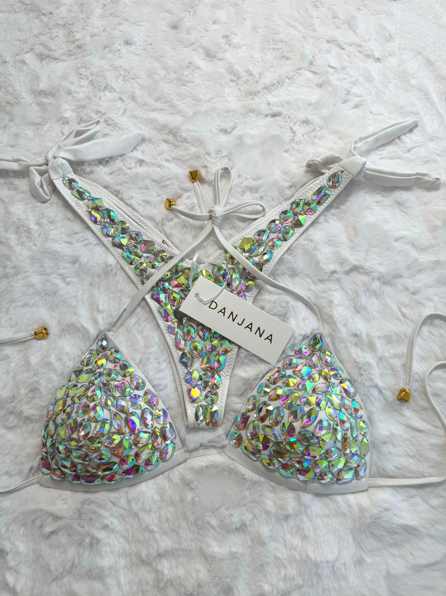 Crystal Diamond Bikini White
