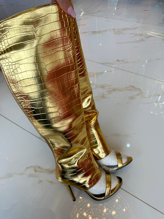 Gold Croco Boots