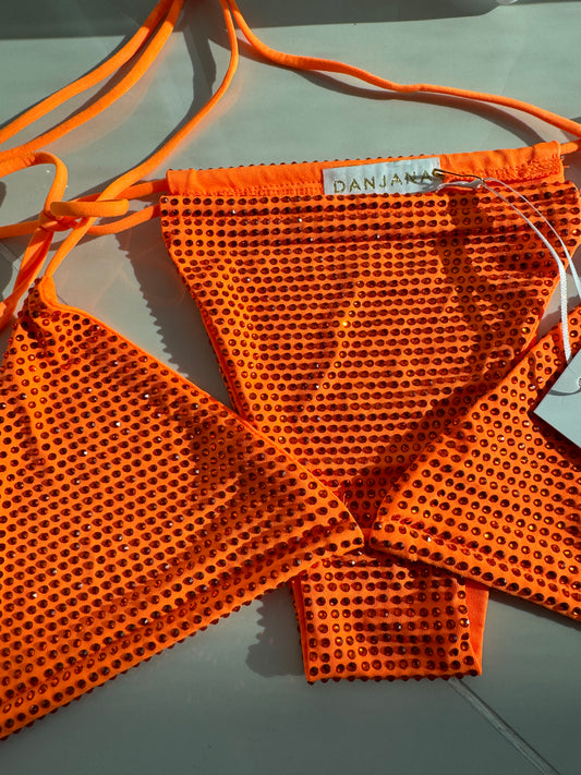 Diamante Bikini Burning Orange