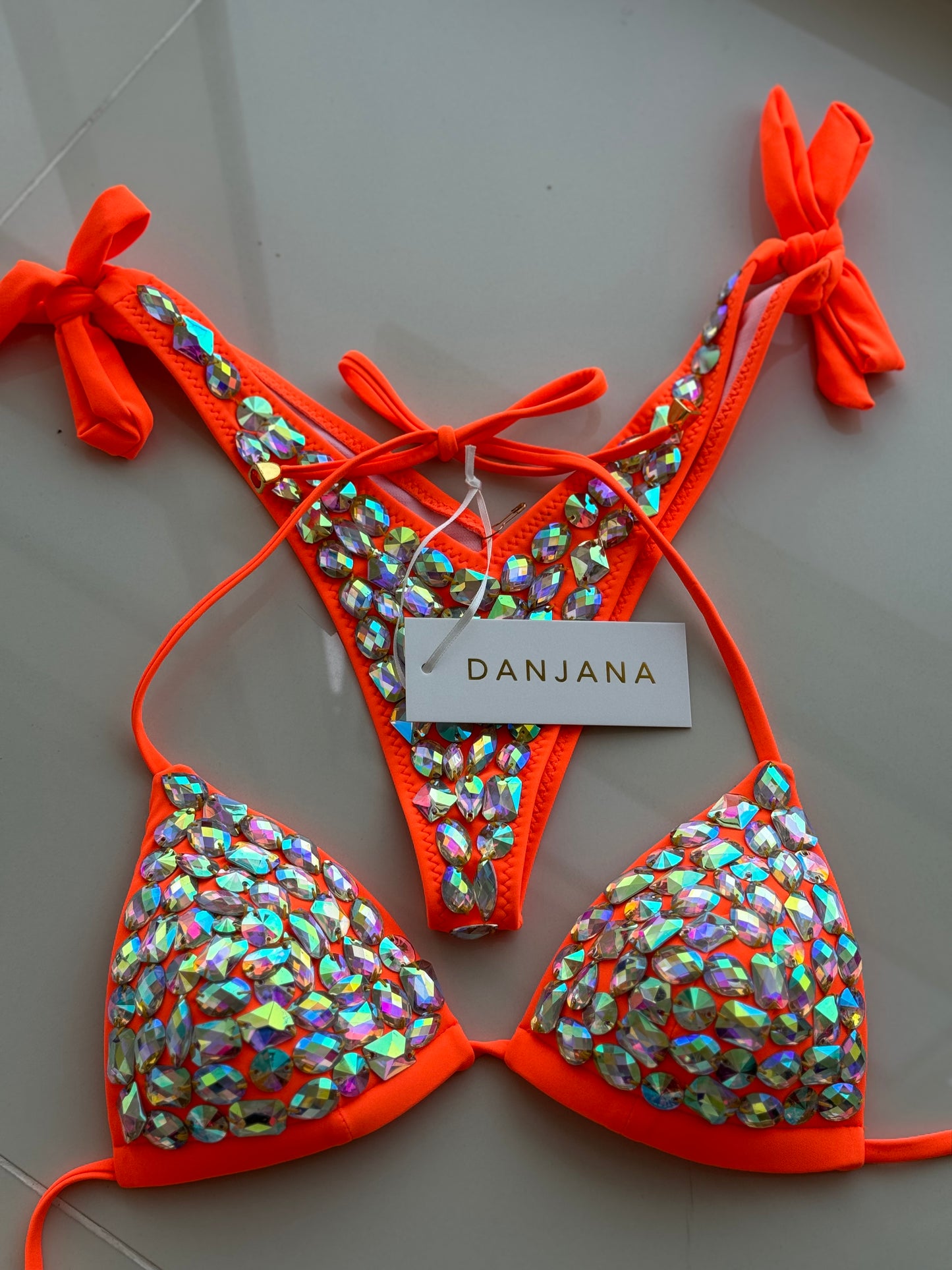 Crystal Diamond Bikini Orange