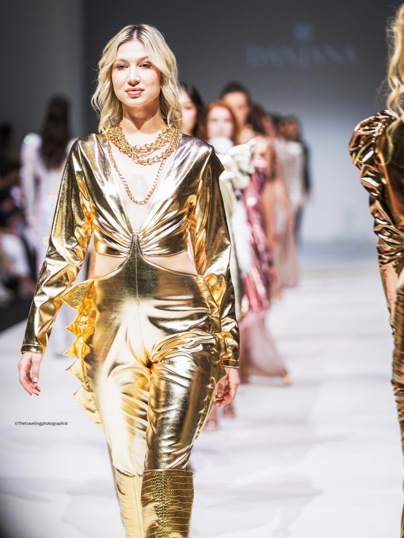 Kalinka Gold leather jumpsuit