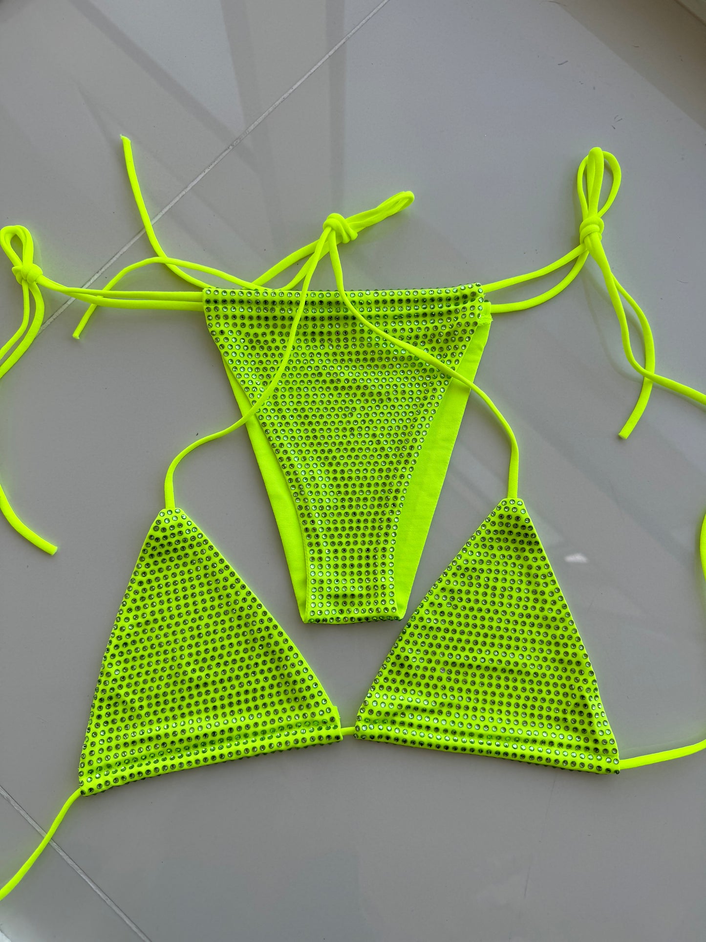 Diamante Bikini Lime Green